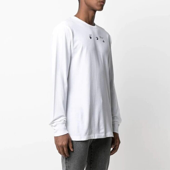 Camiseta de manga larga con cuello redondo y estampado de Arrows, versión básica, blanca, colección primavera-verano 2021