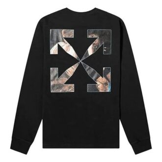 Camiseta de manga larga con cuello redondo y estampado de Virgil Caravaggio para hombre de Off-White, color negro Camiseta de manga larga con cuello redondo y estampado de Virgil Caravaggio para hombre de Off-White, color negro