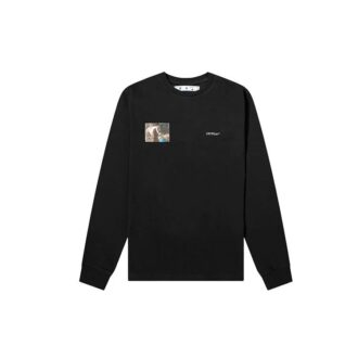 Camiseta de manga larga con cuello redondo y estampado de Virgil Caravaggio para hombre de Off-White, color negro Camiseta de manga larga con cuello redondo y estampado de Virgil Caravaggio para hombre de Off-White, color negro