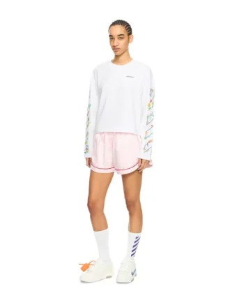 Camiseta de manga larga con diseño floral brillante en diagonal