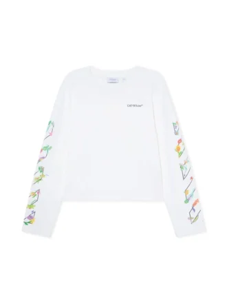 Camiseta de manga larga con diseño floral brillante en diagonal