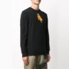Camiseta de manga larga con estampado de esqueleto, negra
