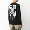 Camiseta de manga larga con estampado de esqueleto, negra