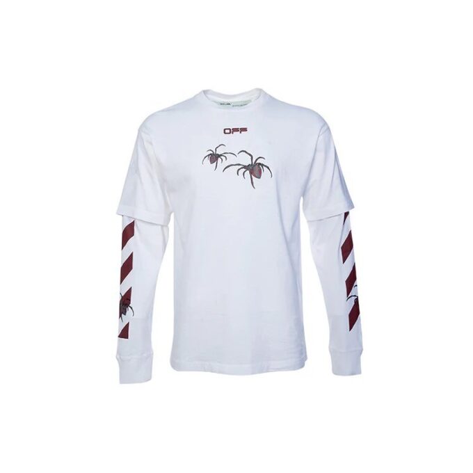 Camiseta de manga larga con estampado de flecha, corte holgado, color blanco