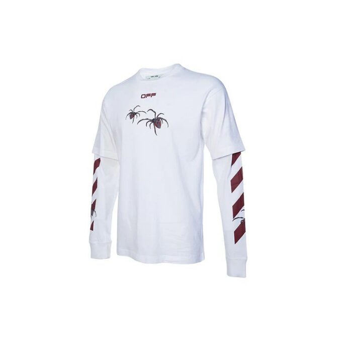 Camiseta de manga larga con estampado de flecha, corte holgado, color blanco
