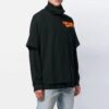 Camiseta de manga larga con estampado de letras, solapa con cremallera, negra
