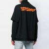 Camiseta de manga larga con estampado de letras, solapa con cremallera, negra