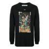 Camiseta de manga larga con estampado de pintura, color negro
