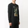 Camiseta de manga larga con estampado de pintura, color negro