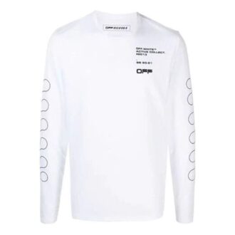 Camiseta de manga larga con estampado del logotipo de la temporada primavera-verano 2021, corte entallado, color blanco
