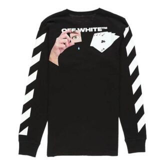 Camiseta de manga larga con estampado Diag Hand Card de Virgil Abloh para hombre, color negro Camiseta de manga larga con estampado Diag Hand Card de Virgil Abloh para hombre, color negro