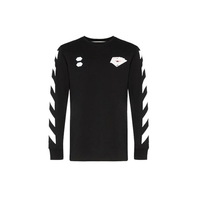 Camiseta de manga larga con estampado Diag Hand Card de Virgil Abloh para hombre, color negro