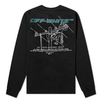 Camiseta de manga larga con letras, negro