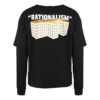 Camiseta de manga larga con microestampado en el pecho, negra