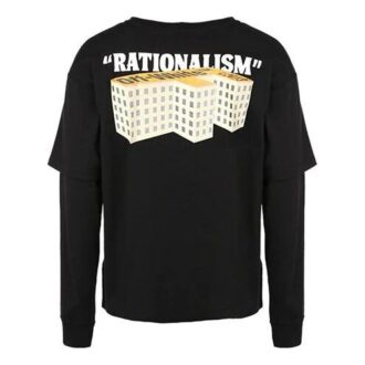 Camiseta de manga larga con microestampado en el pecho, negra