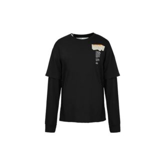 Camiseta de manga larga con microestampado en el pecho, negra