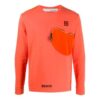 Camiseta de manga larga con patchwork de tela, versión básica, naranja