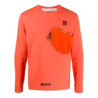 Camiseta de manga larga con patchwork de tela, versión básica, naranja
