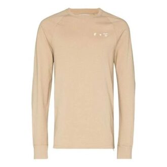 Camiseta de manga larga holgada con cuello redondo y estampado del logotipo Off-White x Browns 50 Crossover para hombre, color beige Camiseta de manga larga holgada con cuello redondo y estampado del logotipo Off-White x Browns 50 Crossover para hombre, color beige