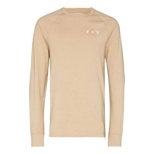 Camiseta de manga larga holgada con cuello redondo y estampado del logotipo Off-White x Browns 50 Crossover para hombre, color beige