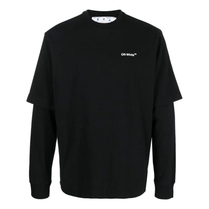 Camiseta de manga larga holgada con estampado de pintura Off-White para hombre, temporada otoño-invierno 2022, color negro