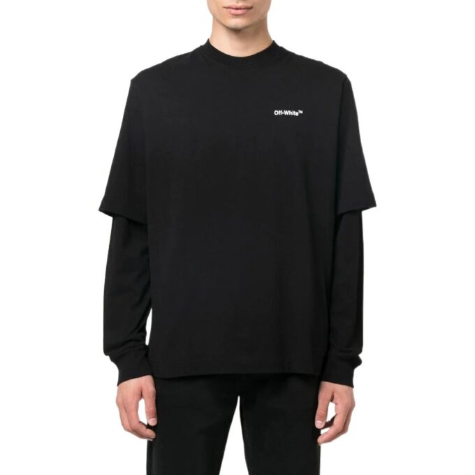 Camiseta de manga larga holgada con estampado de pintura Off-White para hombre, temporada otoño-invierno 2022, color negro