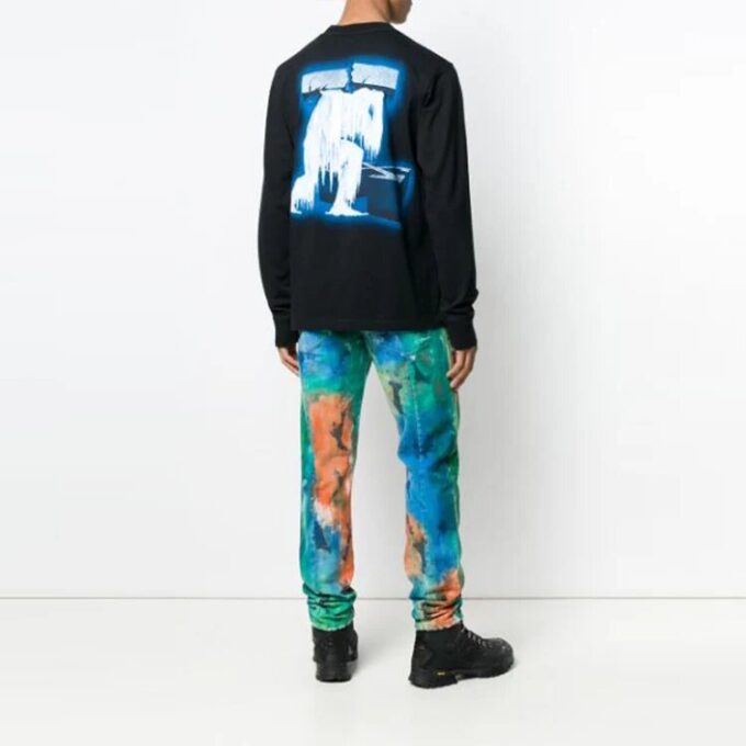 Camiseta de manga larga holgada de cuello redondo Ice Man para hombre de Off-White, color negro