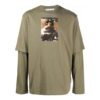 Camiseta de manga larga holgada para hombre Off-White con estampado Caravaggio Niños en verde militar