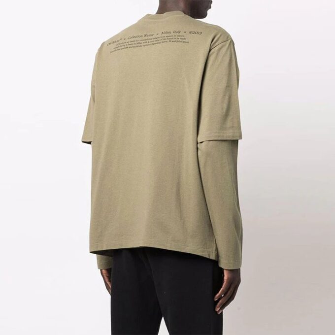 Camiseta de manga larga holgada para hombre Off-White con estampado Caravaggio Niños en verde militar
