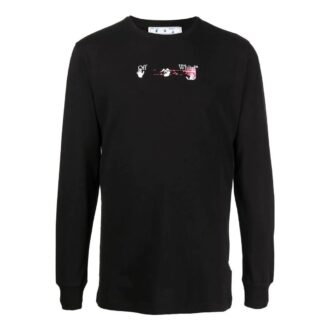 Camiseta de manga larga negra con estampado de flechas de Off-White para hombre, colección primavera-verano 2022 Camiseta de manga larga negra con estampado de flechas de Off-White para hombre, colección primavera-verano 2022