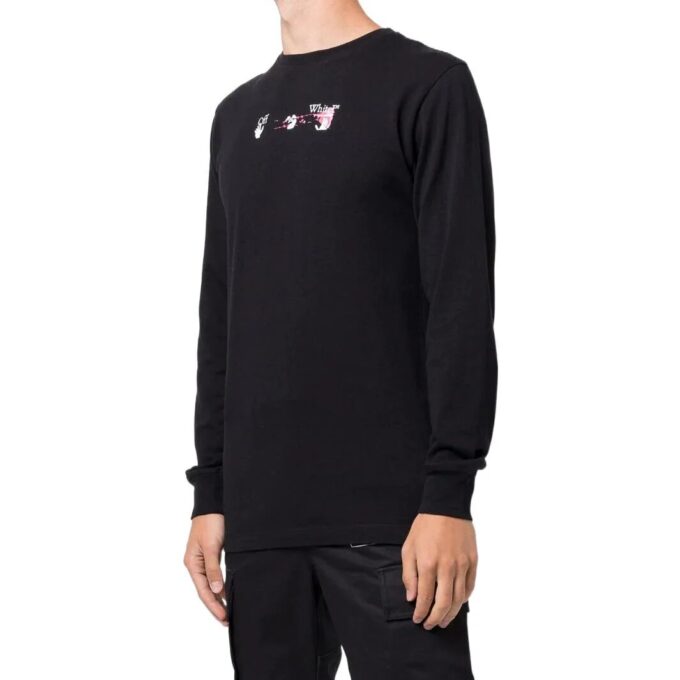 Camiseta de manga larga negra con estampado de flechas de Off-White para hombre, colección primavera-verano 2022