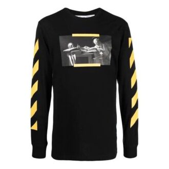 Camiseta de manga larga Off-White para hombre FW21 con estampado de Caravaggio en negro Camiseta de manga larga Off-White para hombre FW21 con estampado de Caravaggio en negro