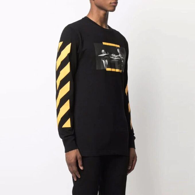 Camiseta de manga larga Off-White para hombre FW21 con estampado de Caravaggio en negro