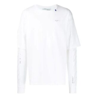 Camiseta de manga larga Off-White para hombre, temporada primavera-verano 2021, con estampado de logotipo en sarga, color blanco cremoso