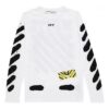 Camiseta de manga larga OW con estampado de grafitis en blanco y negro