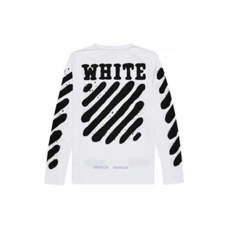 Camiseta de manga larga OW con estampado de grafitis en blanco y negro