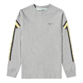 Camiseta de manga larga para hombre con estampado de Arrows en la espalda «Gris-Amarillo»