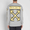 Camiseta de manga larga para hombre con estampado de Arrows en la espalda «Gris-Amarillo»