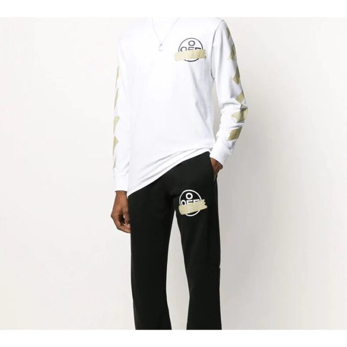 Camiseta de manga larga para hombre con estampado de Tape Arrows SS20, color blanco