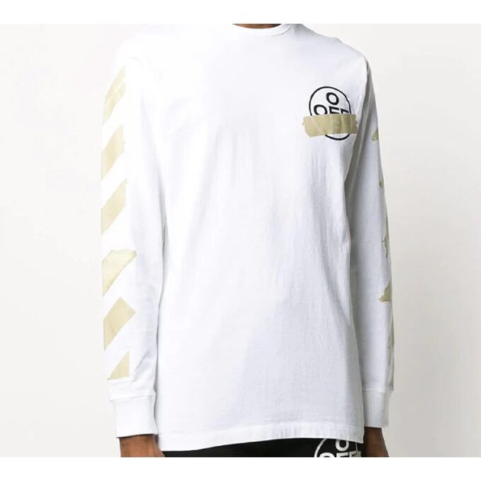 Camiseta de manga larga para hombre con estampado de Tape Arrows SS20, color blanco