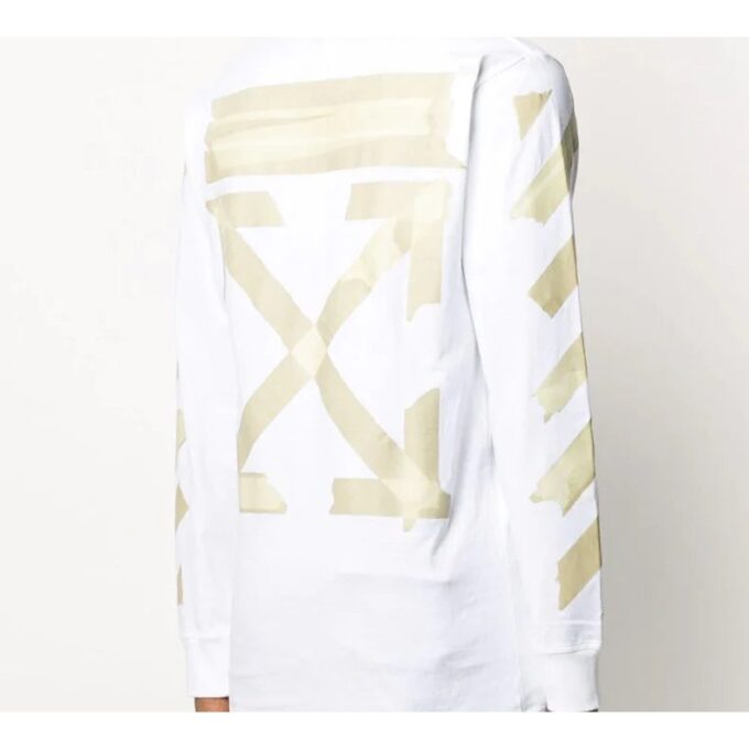 Camiseta de manga larga para hombre con estampado de Tape Arrows SS20, color blanco