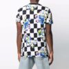 Camiseta de pantalón corto a cuadros con flores de algodón SS21, negra y blanca