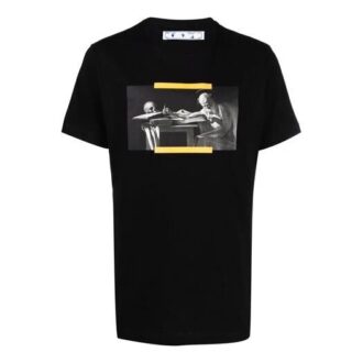 Camiseta de pantalón corto con estampado para hombre Off-White SS21, color negro