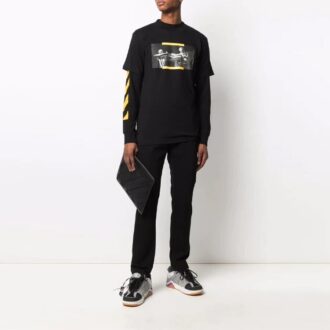 Camiseta de pantalón corto con estampado para hombre Off-White SS21, color negro