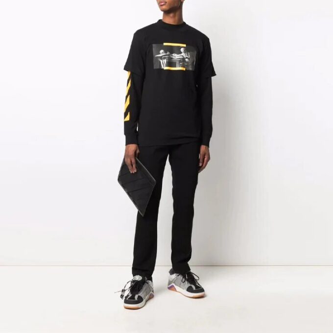 Camiseta de pantalón corto con estampado para hombre Off-White SS21, color negro