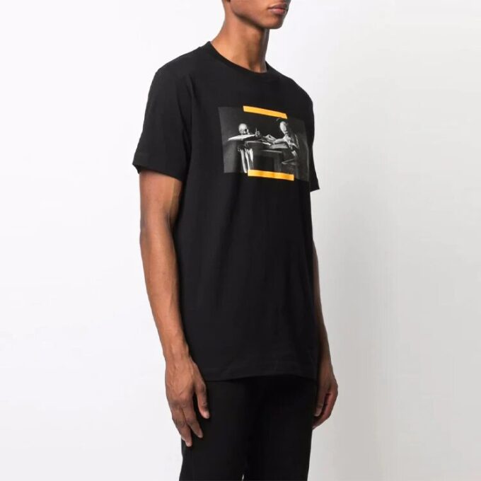 Camiseta de pantalón corto con estampado para hombre Off-White SS21, color negro