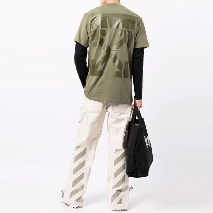Camiseta de pantalones cortos con cuello redondo y estampado de Arrows con el logotipo FW21, versión estándar, verde