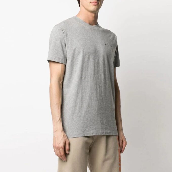 Camiseta de pantalones cortos con cuello redondo y estampado de logotipo, versión básica, gris, colección primavera-verano 2021