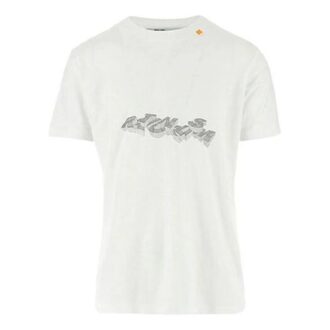 Camiseta de pantalones cortos con cuello redondo y estampado del logotipo de la colección SS21, versión básica, color blanco Camiseta de pantalones cortos con cuello redondo y estampado del logotipo de la colección SS21, versión básica, color blanco