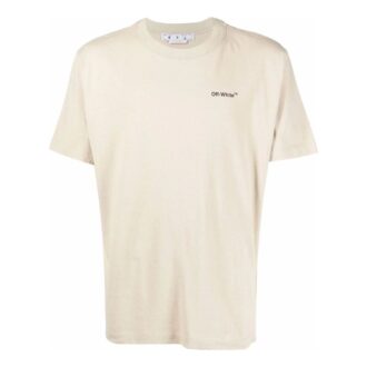Camiseta de pantalones cortos con cuello redondo y estampado del logotipo SS22, color beige Camiseta de pantalones cortos con cuello redondo y estampado del logotipo SS22, color beige